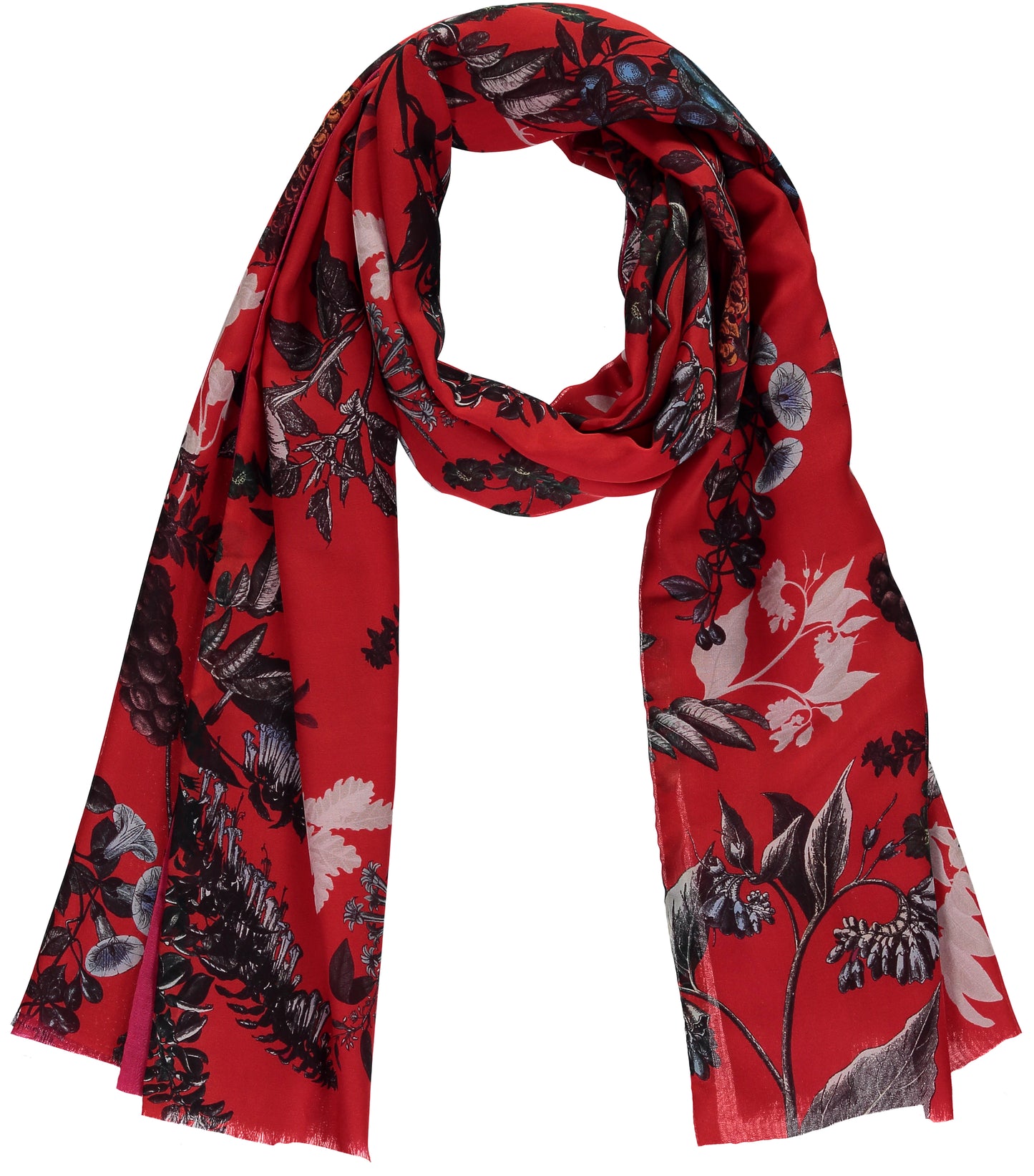 Flavia Red Long Silk Chiffon Scarf